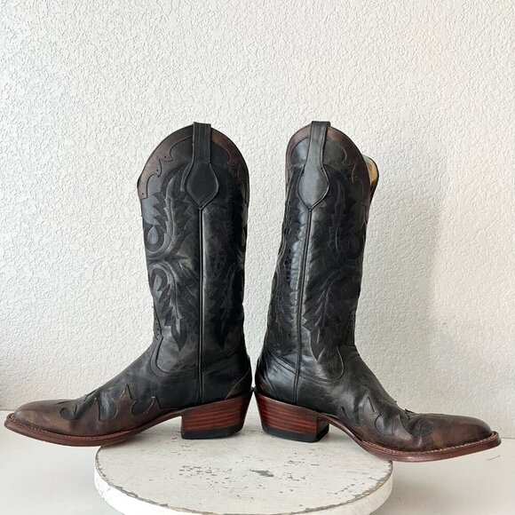 Rod Patrick Womens Cowboy Boots 8AA Black Brown Western Cowgirl French Toe Tall - Picture 7 of 12